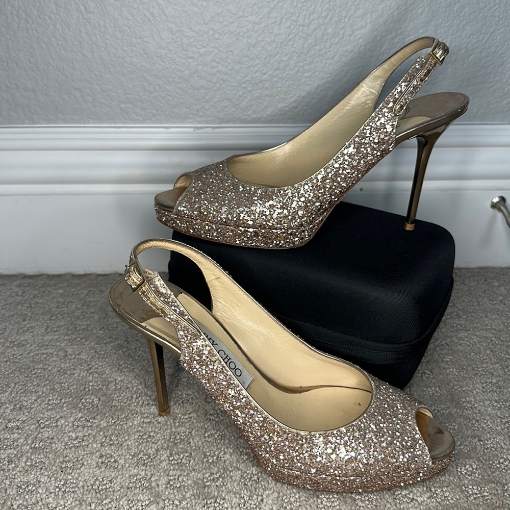 Jimmy Choo Gold Glitter Heels